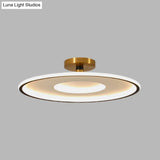 Sleek Acrylic Led Close To Ceiling Light In White/Gold Or Black/Gold 18’/21.5’ Dia