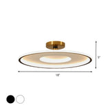 Sleek Acrylic Led Close To Ceiling Light In White/Gold Or Black/Gold 18/21.5 Dia