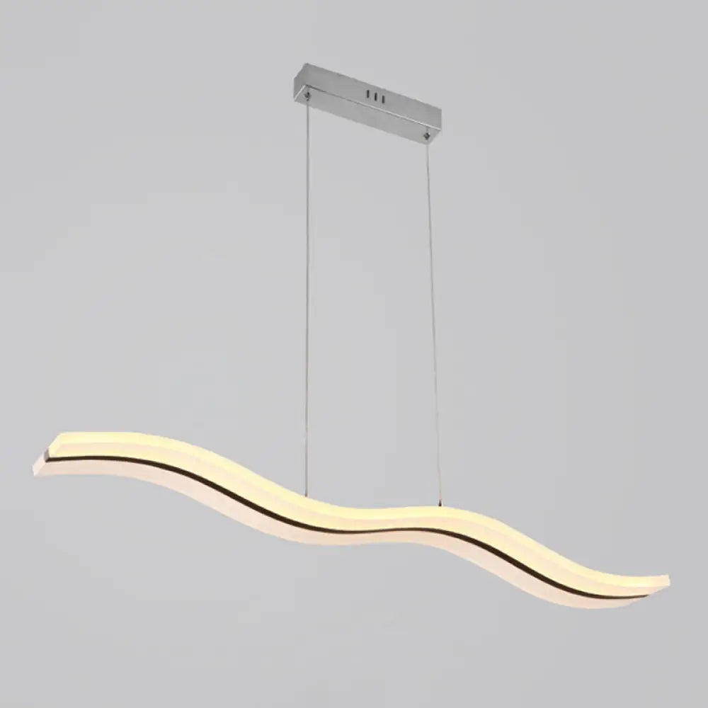 Sleek Acrylic Led Pendant Light Fixture - Island Lighting For Chic Dining Ambiance White / Warm