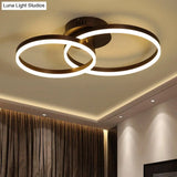 Sleek Acrylic Led Semi Flush Light: Circle Design For Coffee Ceiling Warm/White/Natural Light