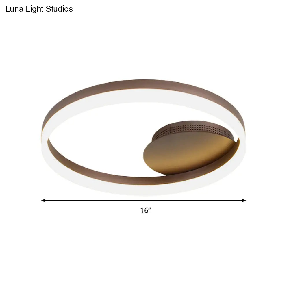 Sleek Acrylic Led Semi Flush Light: Circle Design For Coffee Ceiling Warm/White/Natural Light