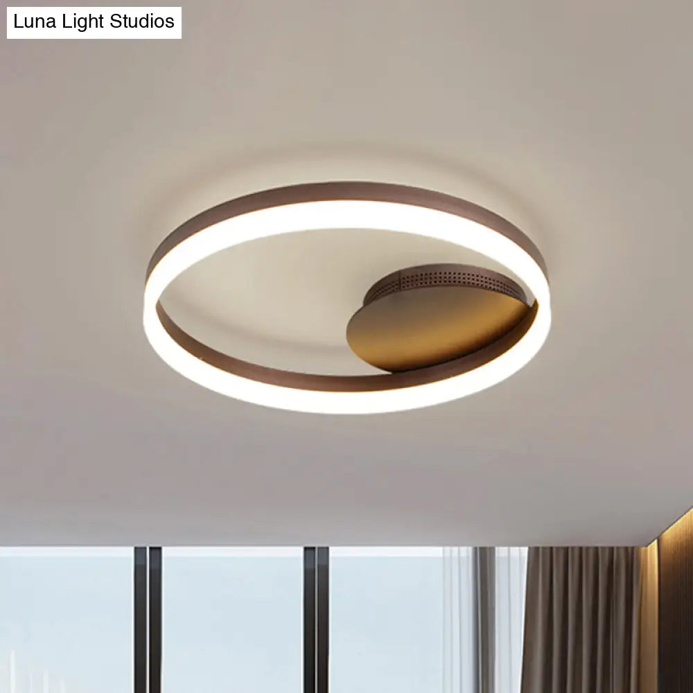 Sleek Acrylic Led Semi Flush Light: Circle Design For Coffee Ceiling Warm/White/Natural Light