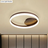 Sleek Acrylic Led Semi Flush Light: Circle Design For Coffee Ceiling Warm/White/Natural Light