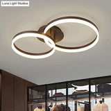 Sleek Acrylic Led Semi Flush Light: Circle Design For Coffee Ceiling Warm/White/Natural Light