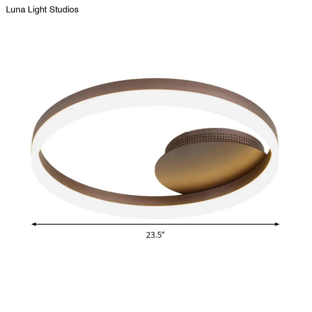 Sleek Acrylic Led Semi Flush Light: Circle Design For Coffee Ceiling Warm/White/Natural Light