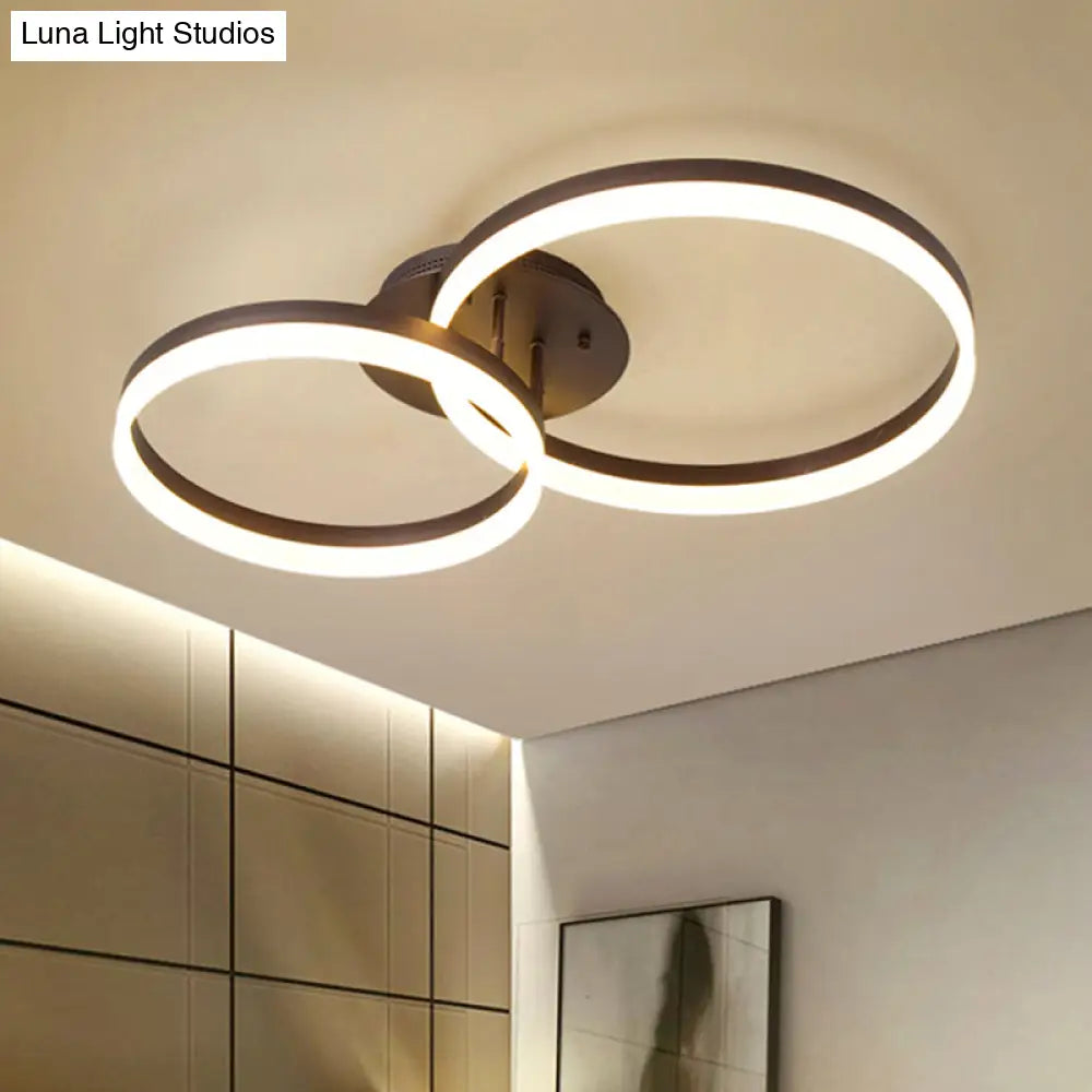 Sleek Acrylic Led Semi Flush Light: Circle Design For Coffee Ceiling Warm/White/Natural Light
