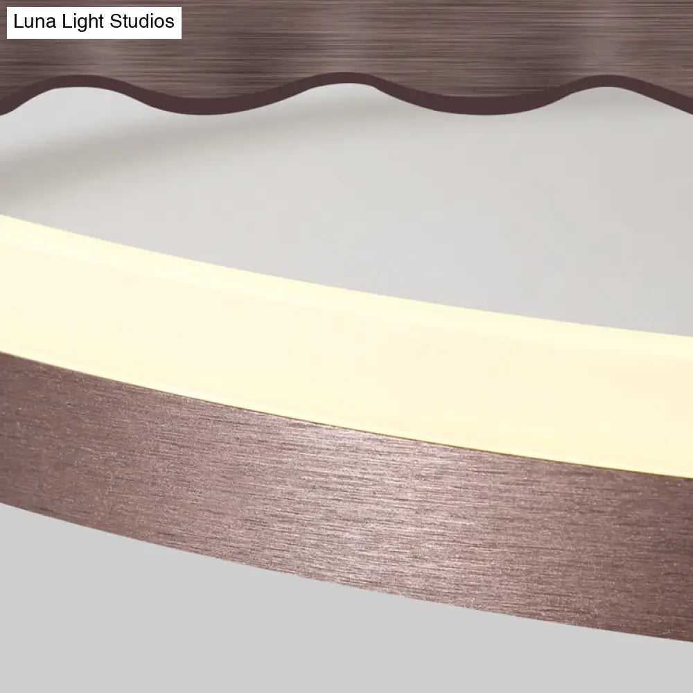 Sleek Acrylic Led Semi Flush Light: Circle Design For Coffee Ceiling Warm/White/Natural Light