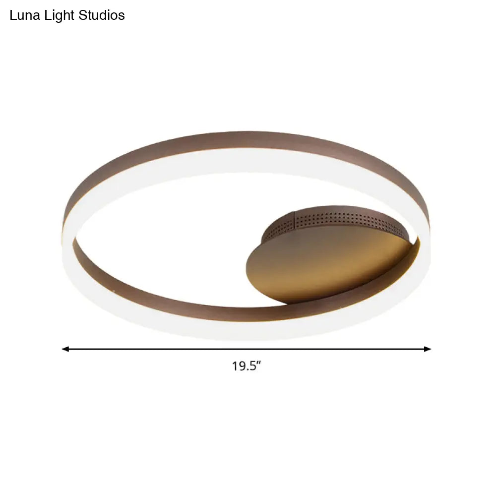 Sleek Acrylic Led Semi Flush Light: Circle Design For Coffee Ceiling Warm/White/Natural Light