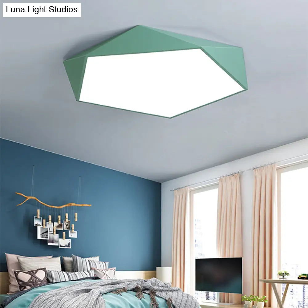 Sleek Acrylic Pentagon Led Flush Mount Ceiling Light With Nordic Design For Bathrooms Green / 12