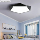 Sleek Acrylic Pentagon Led Flush Mount Ceiling Light With Nordic Design For Bathrooms Black / 12