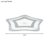 Sleek Acrylic Star Ceiling Lamp: Modern Led Flush Light In White Ideal For Hotels