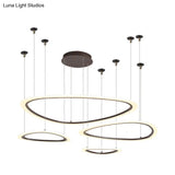 Sleek Acrylic Tiered Ceiling Chandelier - 3/4 Heads Elegant Brown Pendant Light Fixture In
