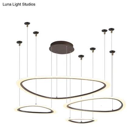 Sleek Acrylic Tiered Ceiling Chandelier - 3/4 Heads Elegant Brown Pendant Light Fixture In