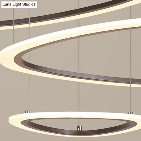 Sleek Acrylic Tiered Ceiling Chandelier - 3/4 Heads Elegant Brown Pendant Light Fixture In