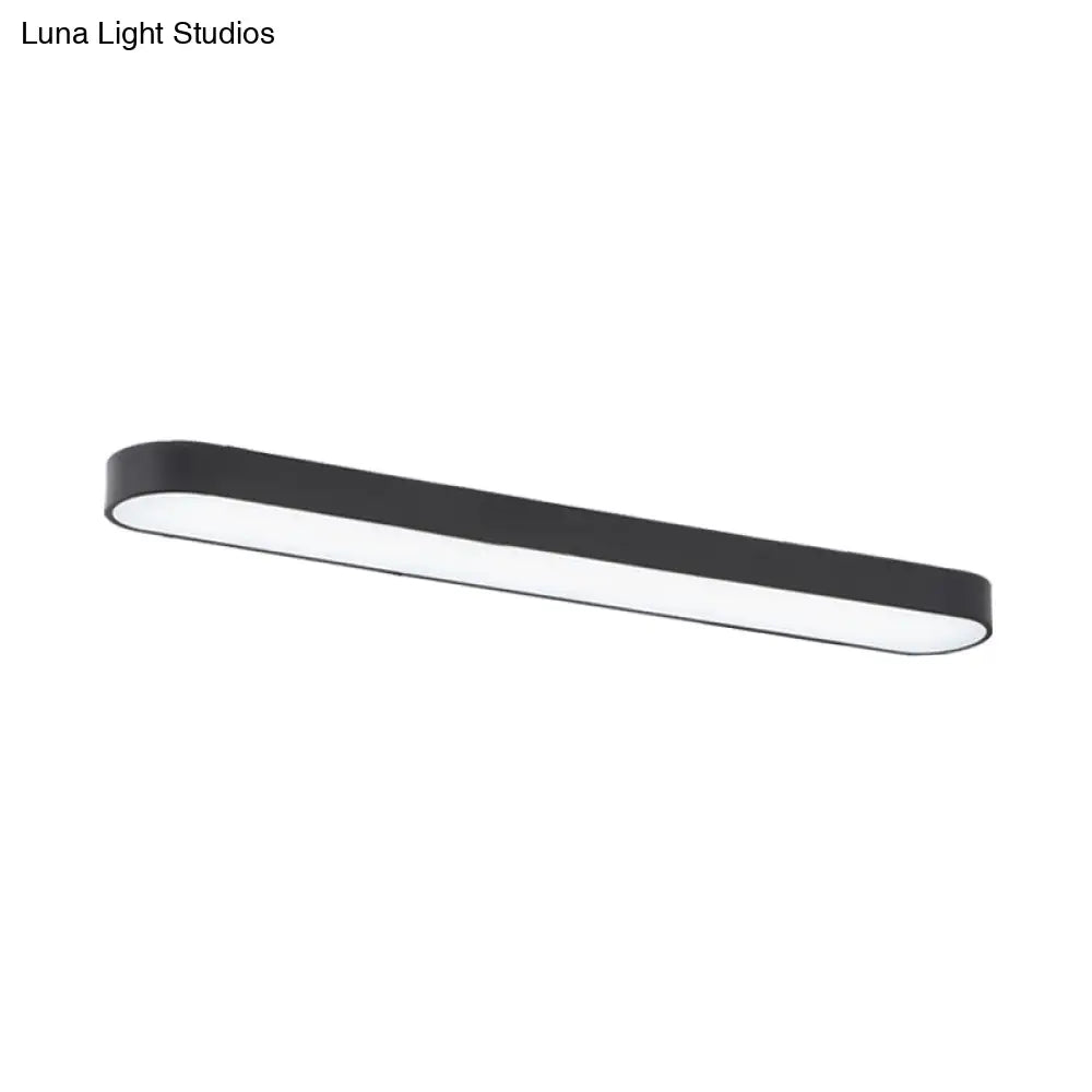 Sleek Aluminum Led Flush Mount Lamp: Elliptical Design For Minimalistic Meeting Rooms