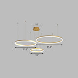 Sleek Aluminum Led Pendant Lamp: Stylish Chandelier For Living Room Gold / 31.5 White