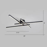 Sleek Aluminum Line Art Semi Mount Led Ceiling Light - Minimalist Metal Flush Fixture For Bedroom 4