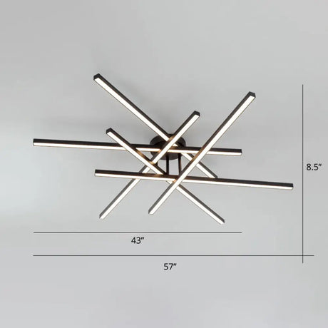 Sleek Aluminum Line Art Semi Mount Led Ceiling Light - Minimalist Metal Flush Fixture For Bedroom 6