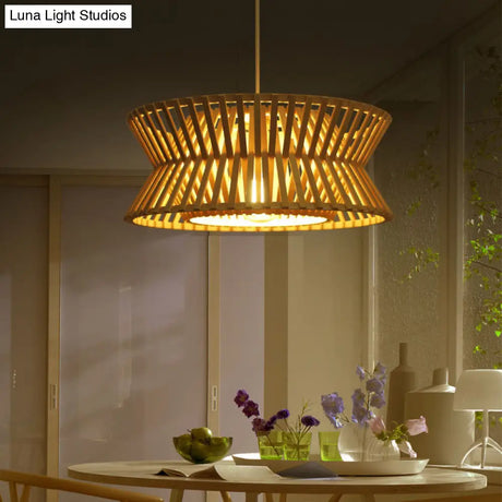 Sleek Bamboo Pendant Light With Hourglass Suspension For Minimalistic Ceiling Lighting