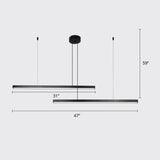 Sleek Bar-Shaped Led Chandelier | Simplicity Metal Ceiling Light For Living Room 2 / Black Warm
