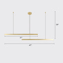 Sleek Bar-Shaped Led Chandelier | Simplicity Metal Ceiling Light For Living Room 2 / Gold Warm