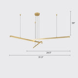 Sleek Bar-Shaped Led Chandelier | Simplicity Metal Ceiling Light For Living Room 3 / Gold Third Gear
