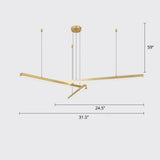 Sleek Bar-Shaped Led Chandelier | Simplicity Metal Ceiling Light For Living Room 3 / Gold White