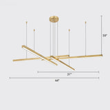 Sleek Bar-Shaped Led Chandelier | Simplicity Metal Ceiling Light For Living Room 4 / Gold Warm