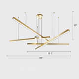 Sleek Bar-Shaped Led Chandelier | Simplicity Metal Ceiling Light For Living Room 5 / Gold Third Gear