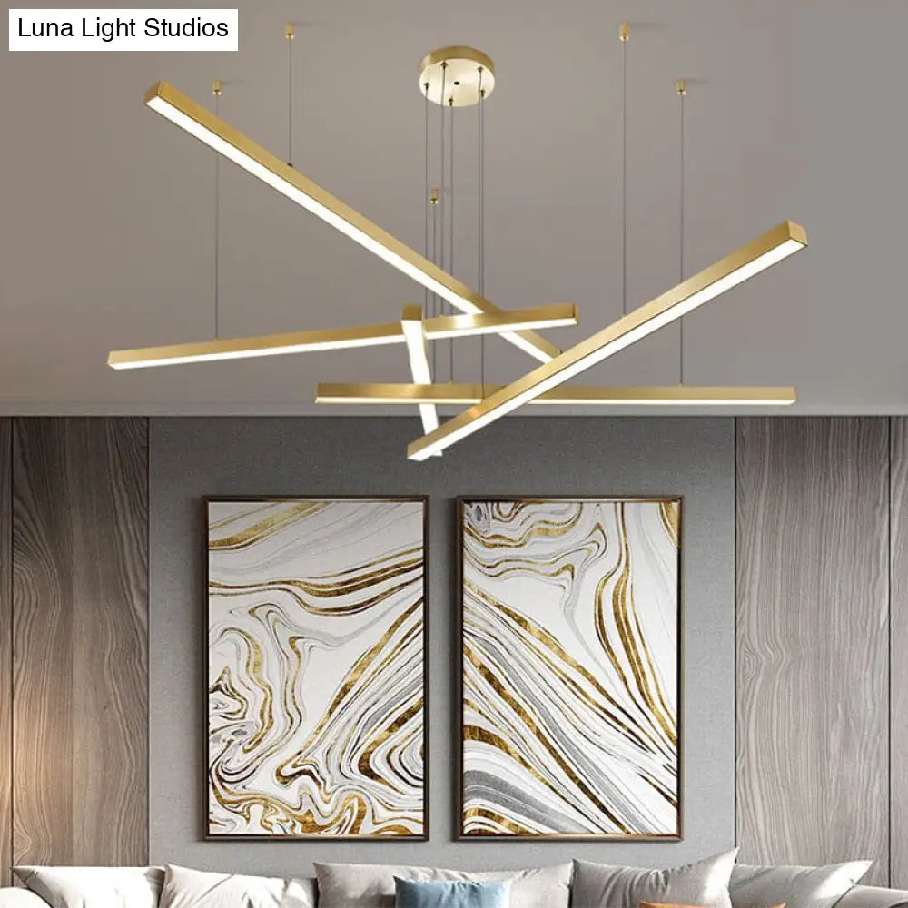 Sleek Bar-Shaped Led Chandelier | Simplicity Metal Ceiling Light For Living Room