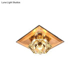 Sleek Beveled Crystal Flushmount Led Ceiling Light For Hallway - Floweret Design