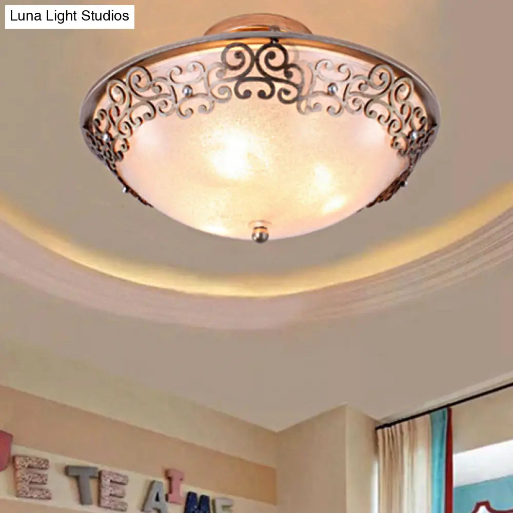 Sleek Black/Brass Bowl Shaped Semi Flush Mount With Classic Frosted Glass | Illuminate Your Bedroom