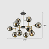 Sleek Black-Brass Spherical Chandelier – Nordic Glass Ceiling Suspension Lamp For Dining Room 10
