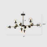 Sleek Black-Brass Spherical Chandelier – Nordic Glass Ceiling Suspension Lamp For Dining Room 12