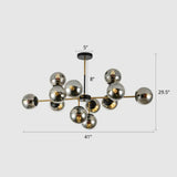 Sleek Black-Brass Spherical Chandelier – Nordic Glass Ceiling Suspension Lamp For Dining Room 12