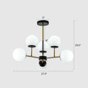 Sleek Black-Brass Spherical Chandelier – Nordic Glass Ceiling Suspension Lamp For Dining Room 6 /