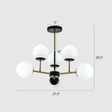 Sleek Black-Brass Spherical Chandelier – Nordic Glass Ceiling Suspension Lamp For Dining Room 6 /