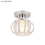 Sleek Black/Chrome Crystal Flush Mount Ceiling Lamp - Simplicity Corridor Lighting