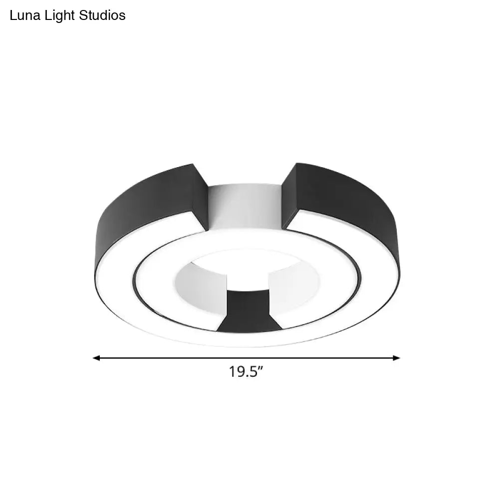 Sleek Black Double C Shaped Led Ceiling Mount Light Fixture For Office In Warm/White