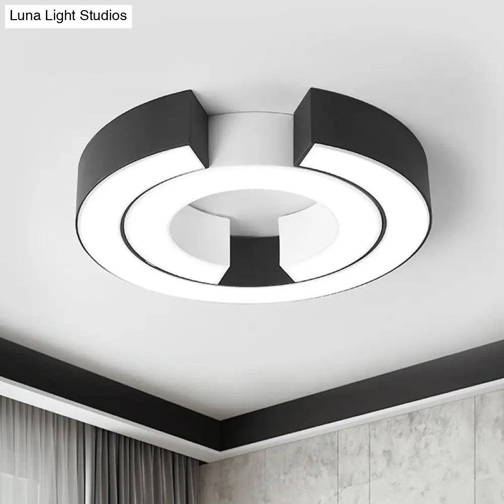Sleek Black Double C Shaped Led Ceiling Mount Light Fixture For Office In Warm/White