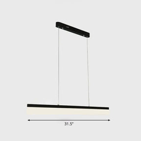 Sleek Black Linear Chandelier: Simplicity Acrylic Led Pendant Light For Office / 31.5 Natural