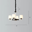 Sleek Black Opal Glass Chandelier - Simplicity Living Room Suspension Light 4 / White