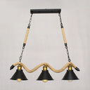 Sleek Black Spiral Rope Pendant Light Fixture With Loft Style Bar Island Lamp And Cone Shade 3 /