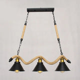 Sleek Black Spiral Rope Pendant Light Fixture With Loft Style Bar Island Lamp And Cone Shade 3 /