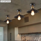 Sleek Black Tapered Iron Semi Mount Dining Room Ceiling Light - 1-Head