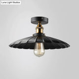 Sleek Black Tapered Iron Semi Mount Dining Room Ceiling Light - 1-Head