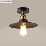 Sleek Black Tapered Iron Semi Mount Dining Room Ceiling Light - 1-Head