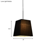 Sleek Black Trapezoidal Mini Pendant Light - Simplicity Fabric Suspension Lamp For Dining Room