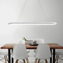 Sleek Black & White Ellipse Hanging Lamp - Simplicity 27/35.5 L Led Island Light Fixture For Dining