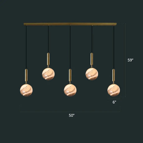 Sleek Brass Ball Pendant Light For Open Kitchen - Simplicity Glass Ceiling Fixture 5 / Tan